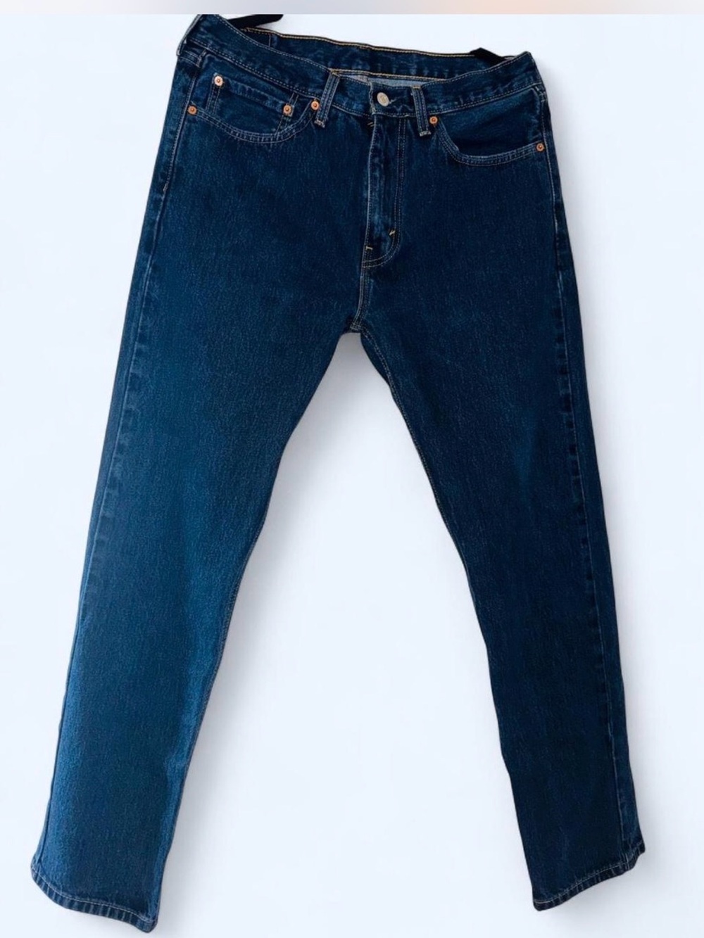 Levi's 505 Men's Dark Blue Straight Jeans with Classic Patch. Size 34W 32L - Picture 2 of 9